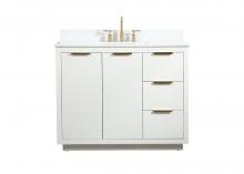 Elegant VF19442WH-BS - 42 Inch Single Bathroom Vanity in White with Backsplash