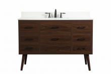 Elegant VF41048MWT-BS - 48 Inch Single Bathroom Vanity in Walnut with Backsplash