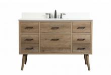 Elegant VF41048NT-BS - 48 Inch Single Bathroom Vanity in Natural Oak with Backsplash