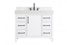 Elegant VF60642WH-BS - 42 inch Single Bathroom Vanity In White with backsplash