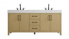 Elegant VF60672DMHB - 72 inch Double Bathroom Vanity In Honey Brown