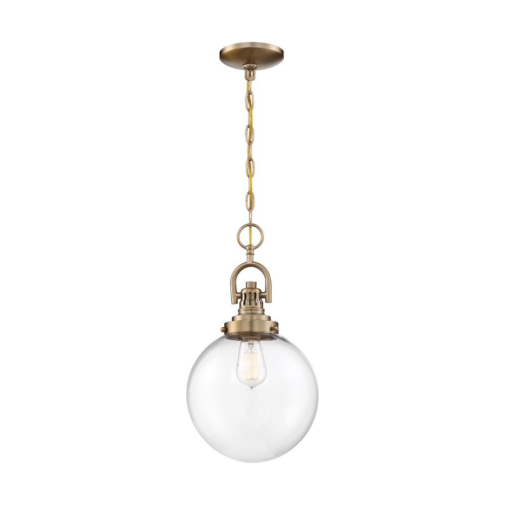 Skyloft- 1 Light Pendant - with Clear Glass - Burnished Brass Finish