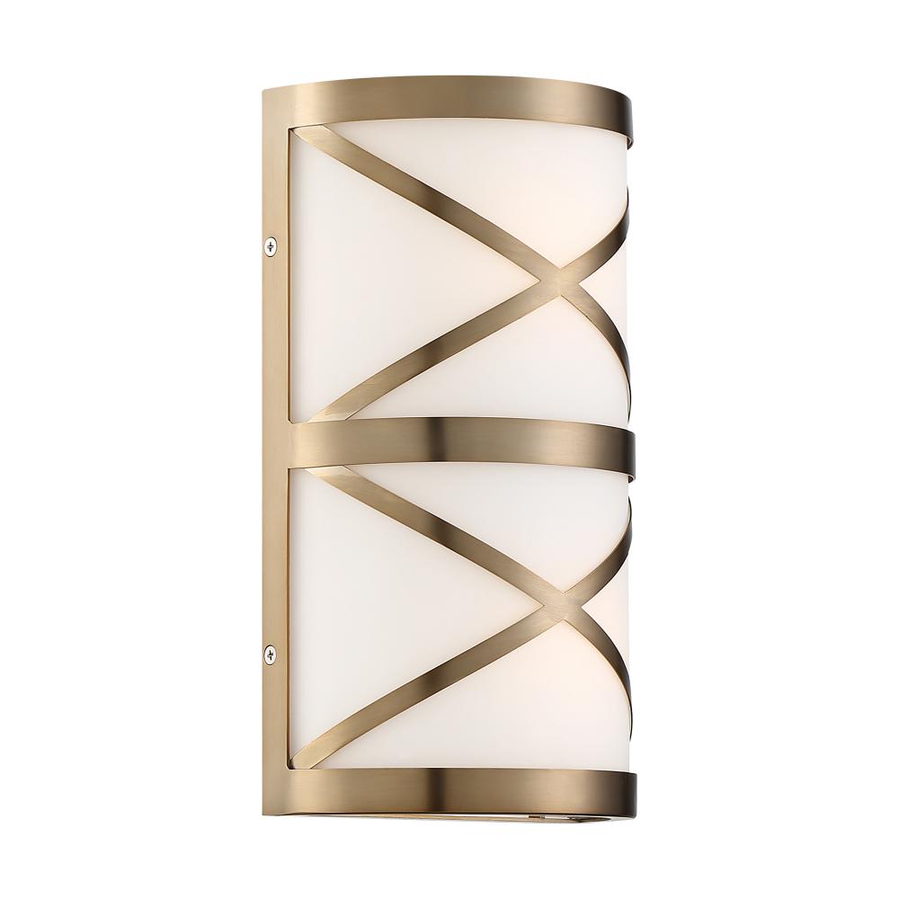 Sylph- 2 Light Vanity - with Satin White Glass - Burnished Brass Finish