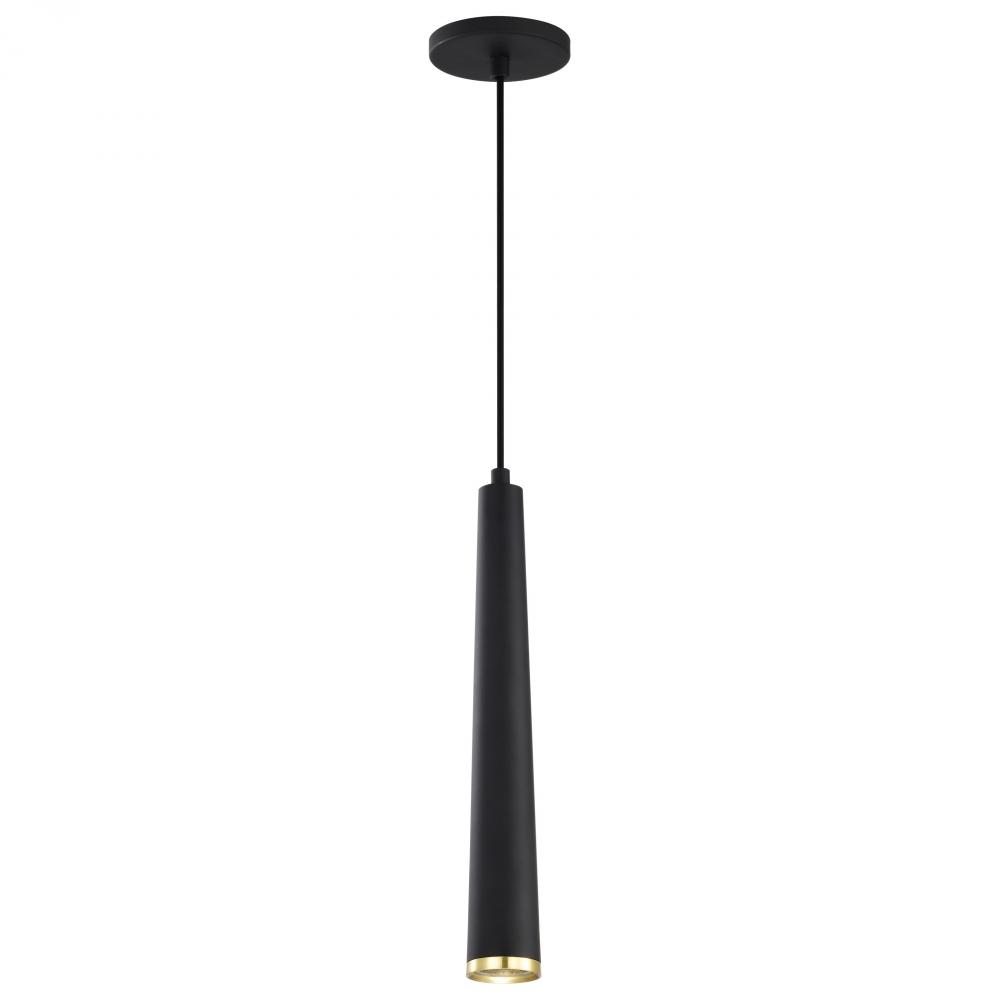 Melrose; 12 Watt; 16"; LED Pendant; Matte Black and Brushed Brass Finish