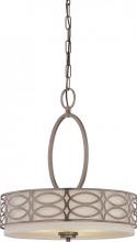 Nuvo 60/4720 - Harlow - 3 Light Pendant with Khaki Fabric Shades - Hazel Bronze Finish