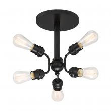 Nuvo 60/6916 - Faraday - 6 Light Semi Flush - Black Finish