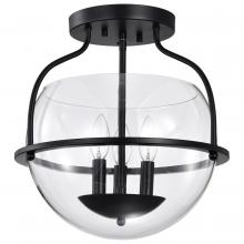 Nuvo 60/7823 - Amado 3 Light Semi Flush Mount; Matte Black Finish; Clear Glass