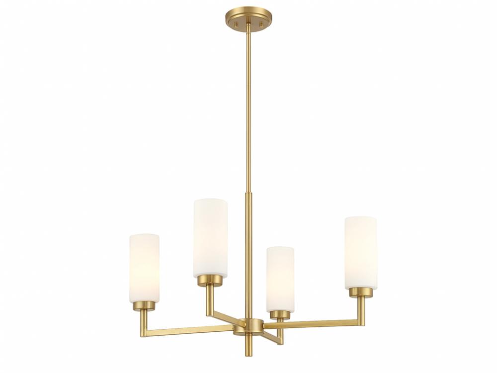 4-Light Chandelier in Natural Brass