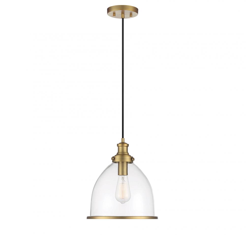 1-Light Pendant in Natural Brass