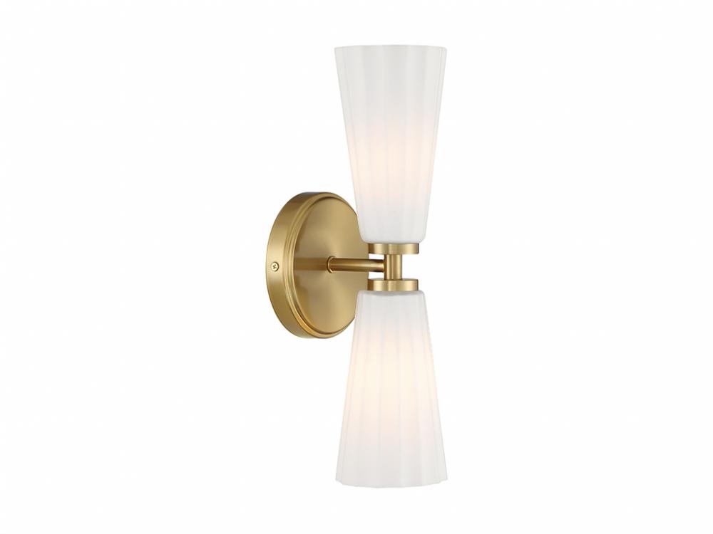 2-Light Wall Sconce in Natural Brass