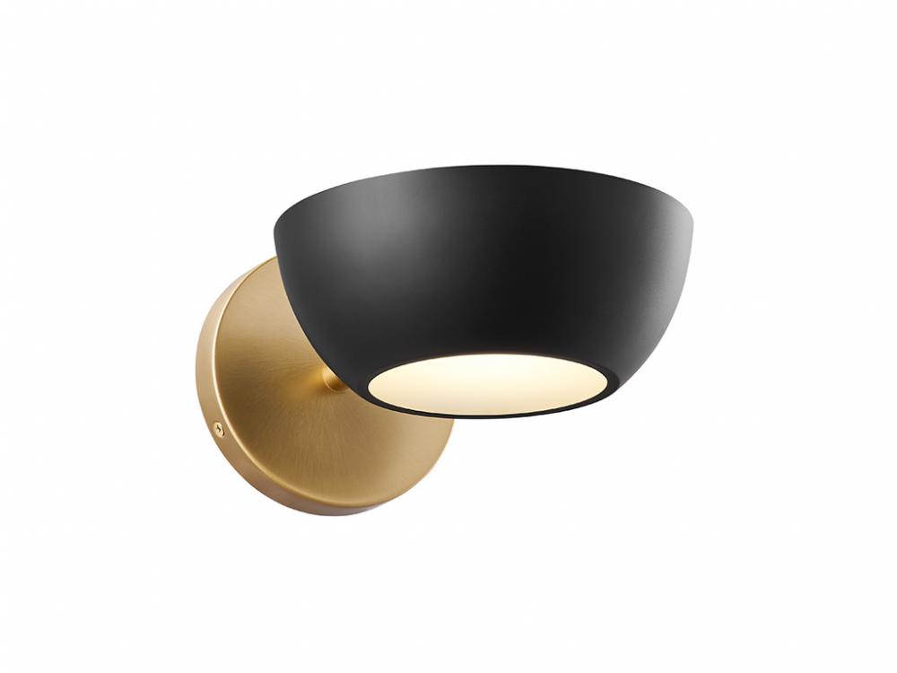 1-Light Wall Sconce in Matte Black and Natural Brass