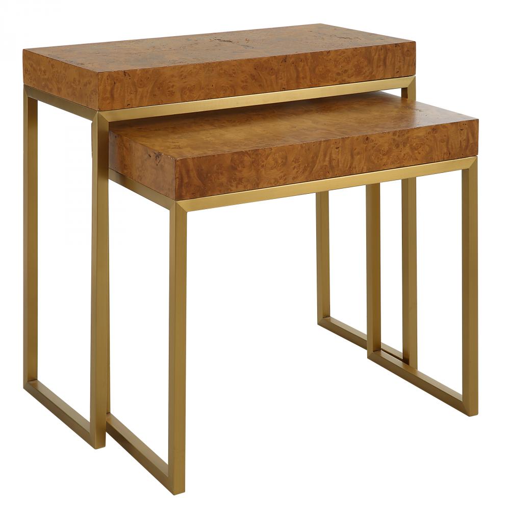 Burl-esque Wooden Nesting Tables, S/2